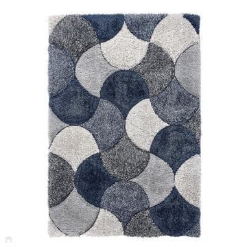 3D Scallop Modern Plain Geometric Soft Plush Carved Hi-Lo Polyester Shimmer Shaggy Navy Blue Rug-Origins-Rug Love - The Most Loved Rug Store